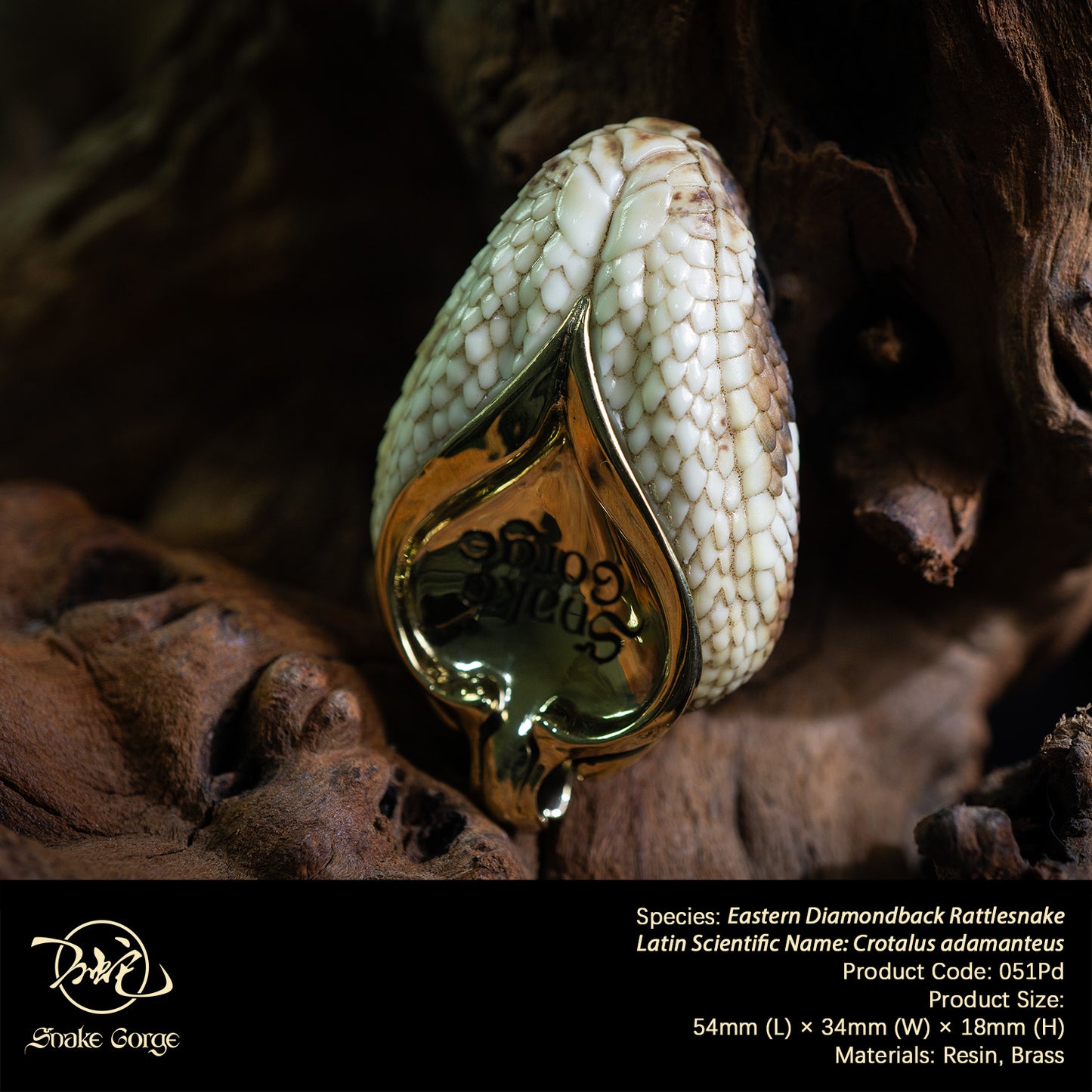 Eastern Diamondback Rattlesnake/ Crotalus adamanteus Head Resin Model Pendant